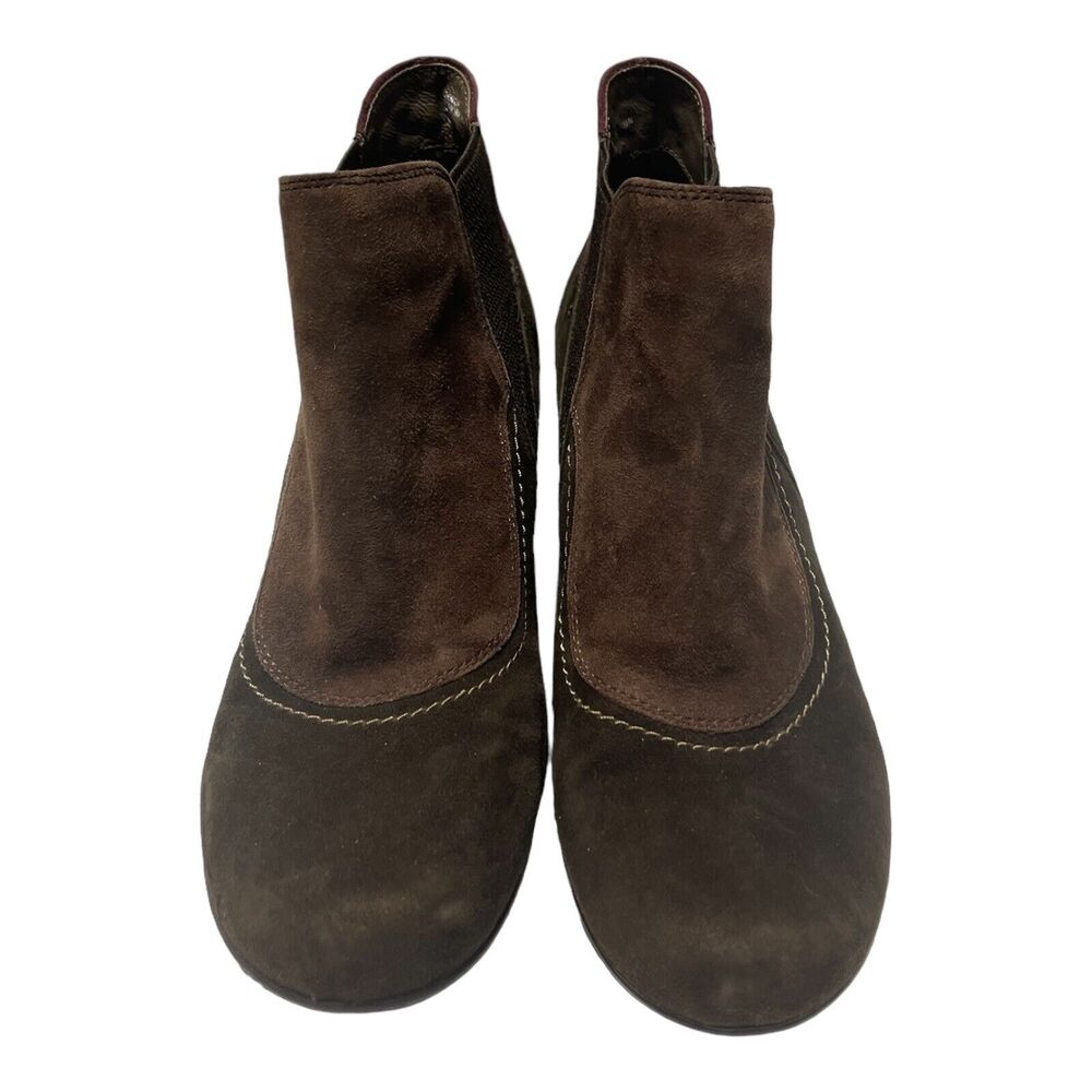 Earthies Genoa Ankle Boots Booties Brown/Purple Suede Leather Womens Size 9 B